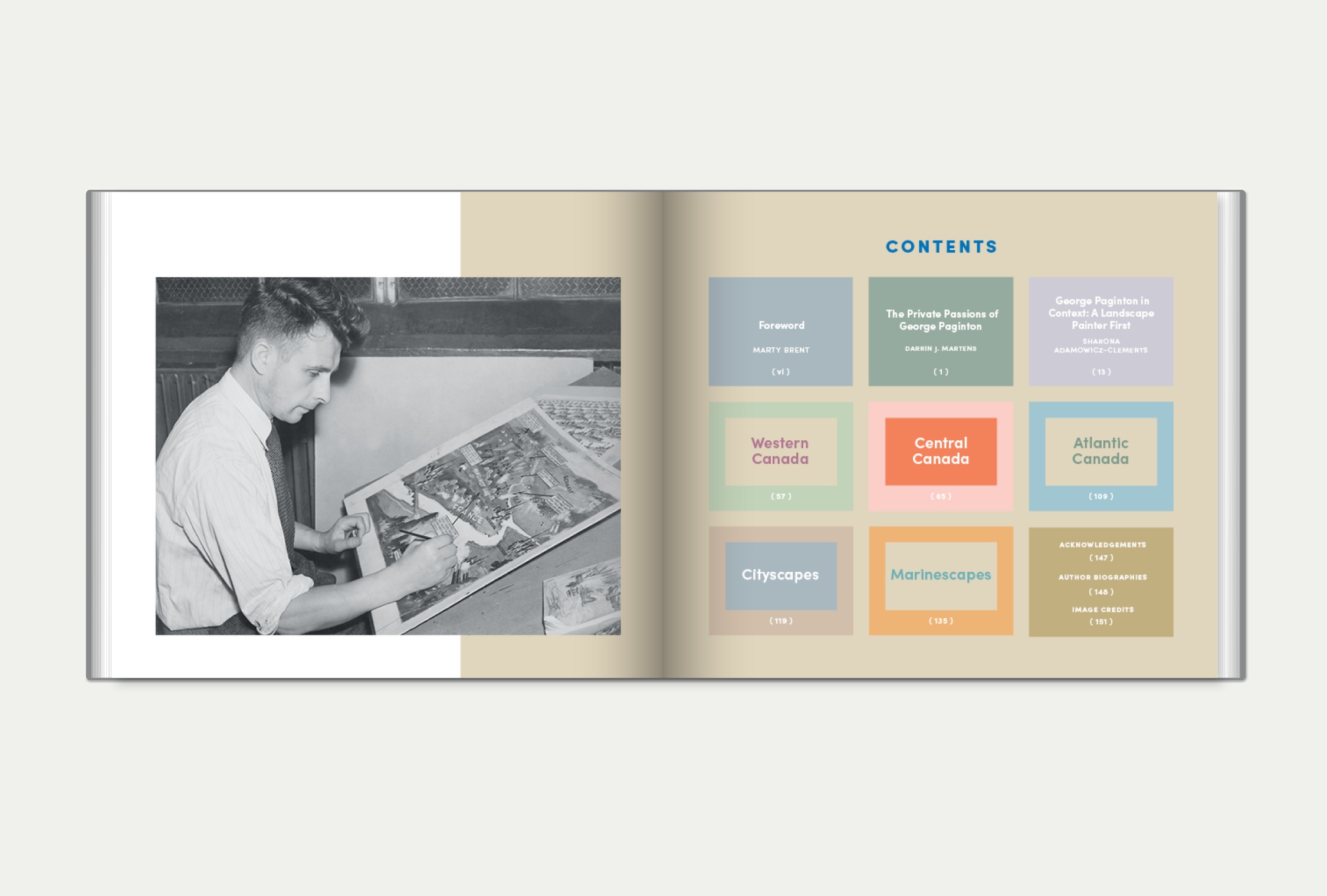 double-page spread table of contents