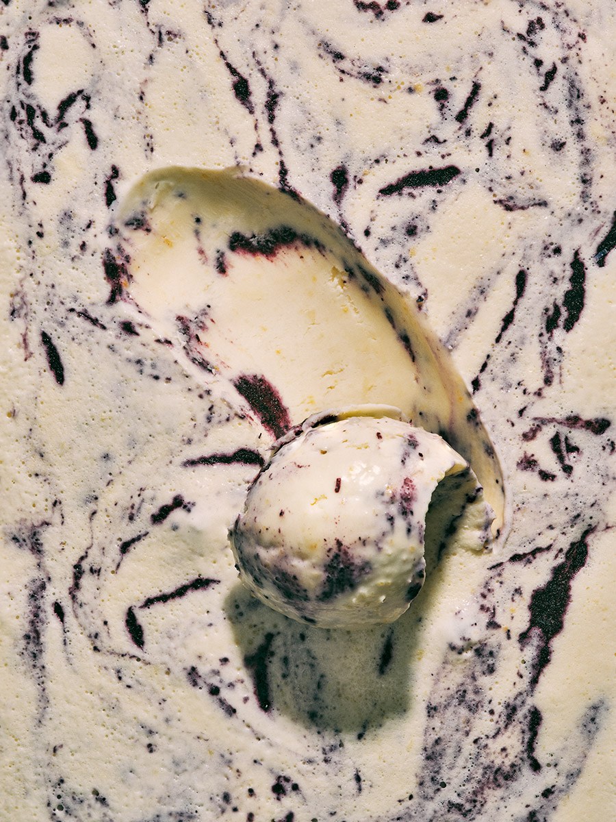detail of blueberry ice cream