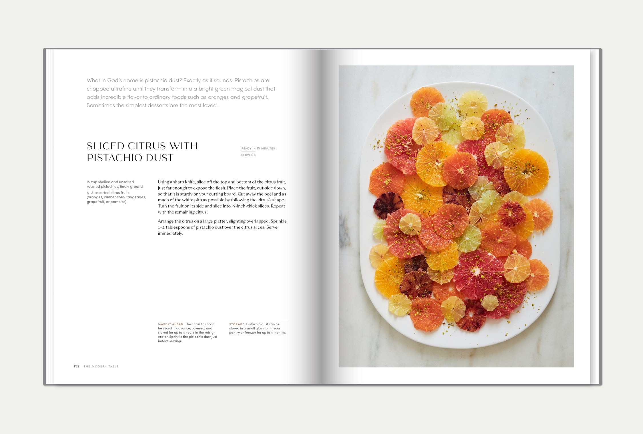 Double-page spread with a recipe and photo