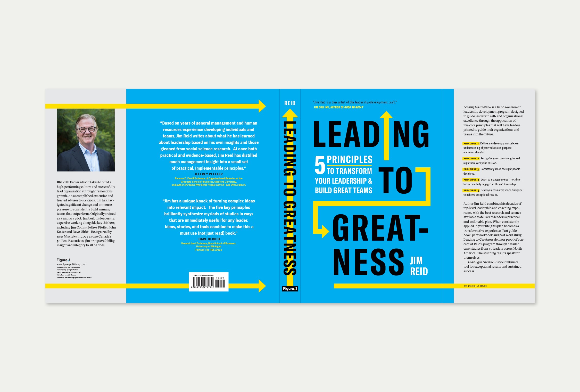 Full jacket of Leading to Greatness showing flaps, back cover, spine and front cover