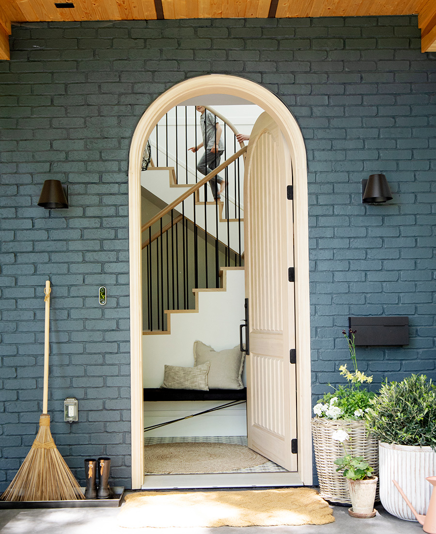 open front door with showing stairs inside