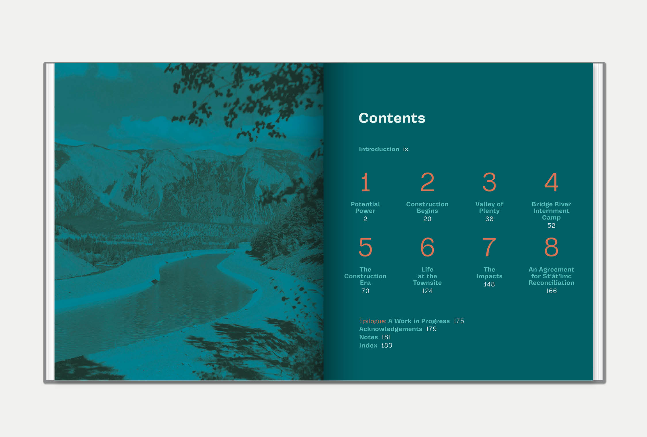 double-page spread table of contents