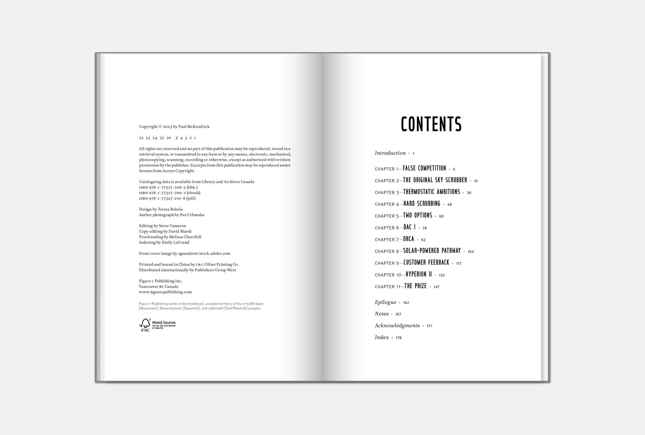 double-page spread with table of contents