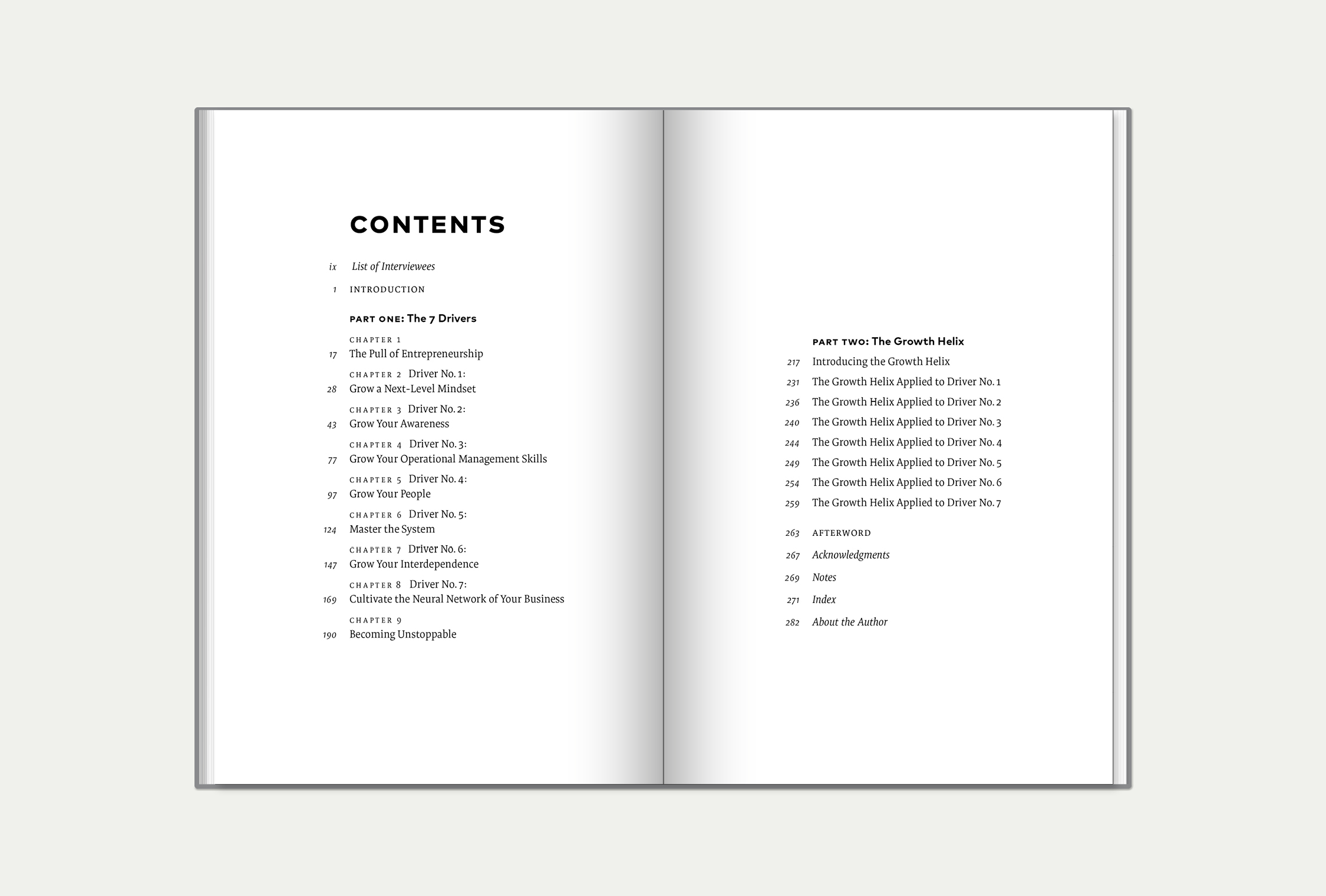 double-page spread with table of contents