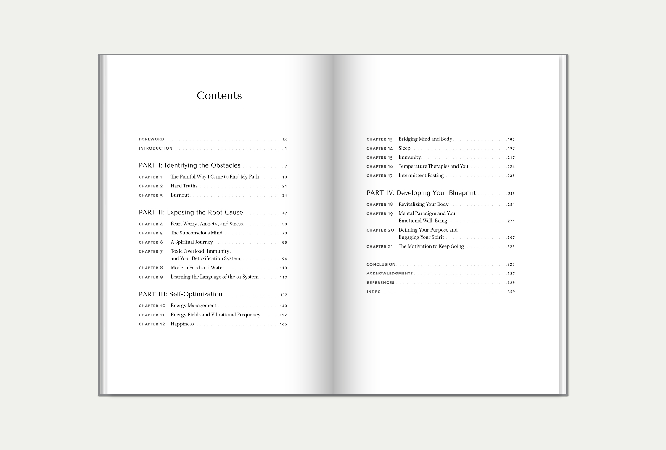 double-page spread with table of contents