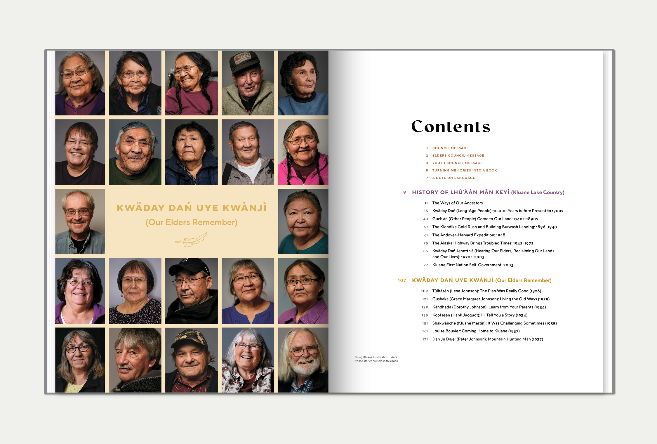 double-page spread with table of contents