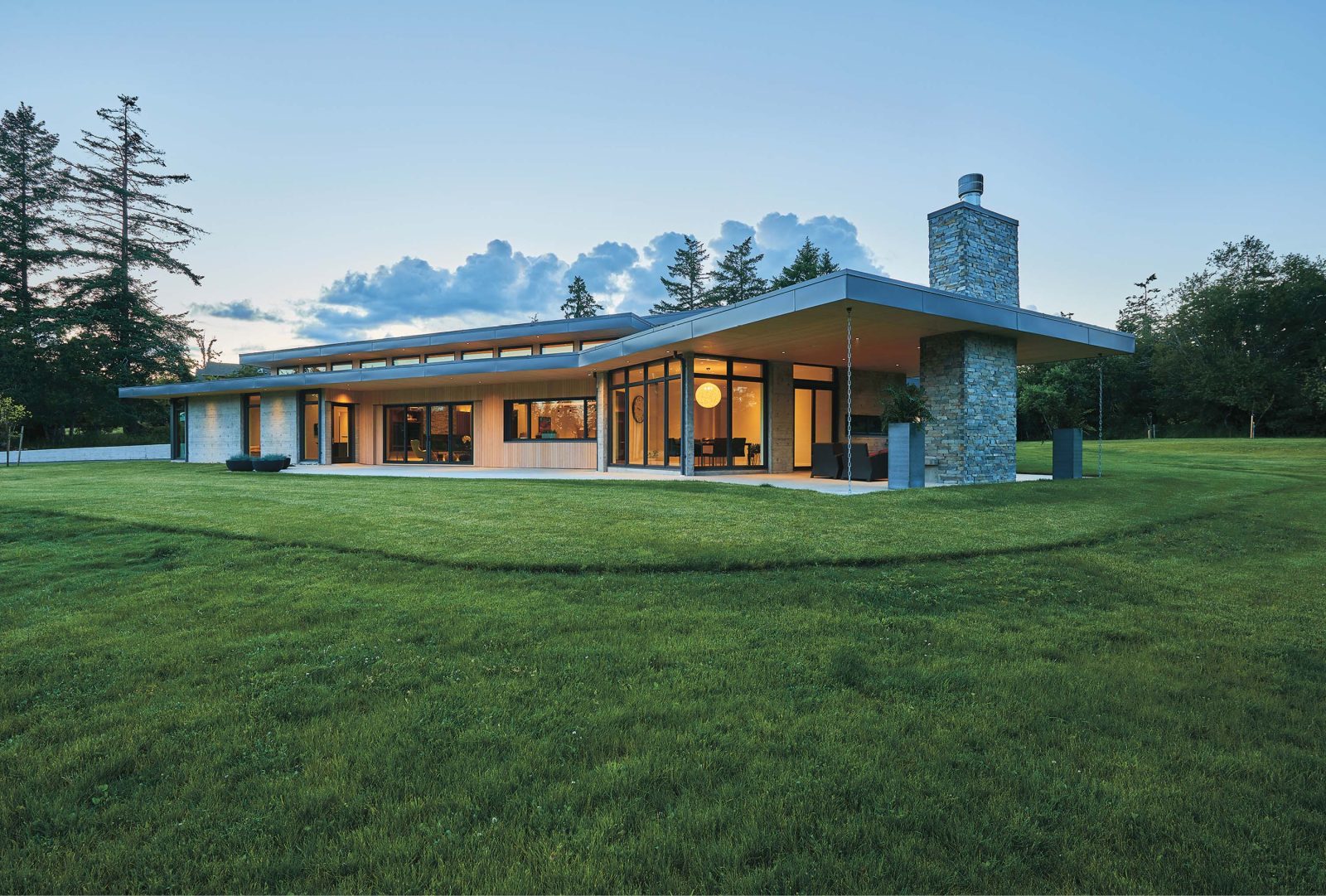 modern bungalow with expansive lawn