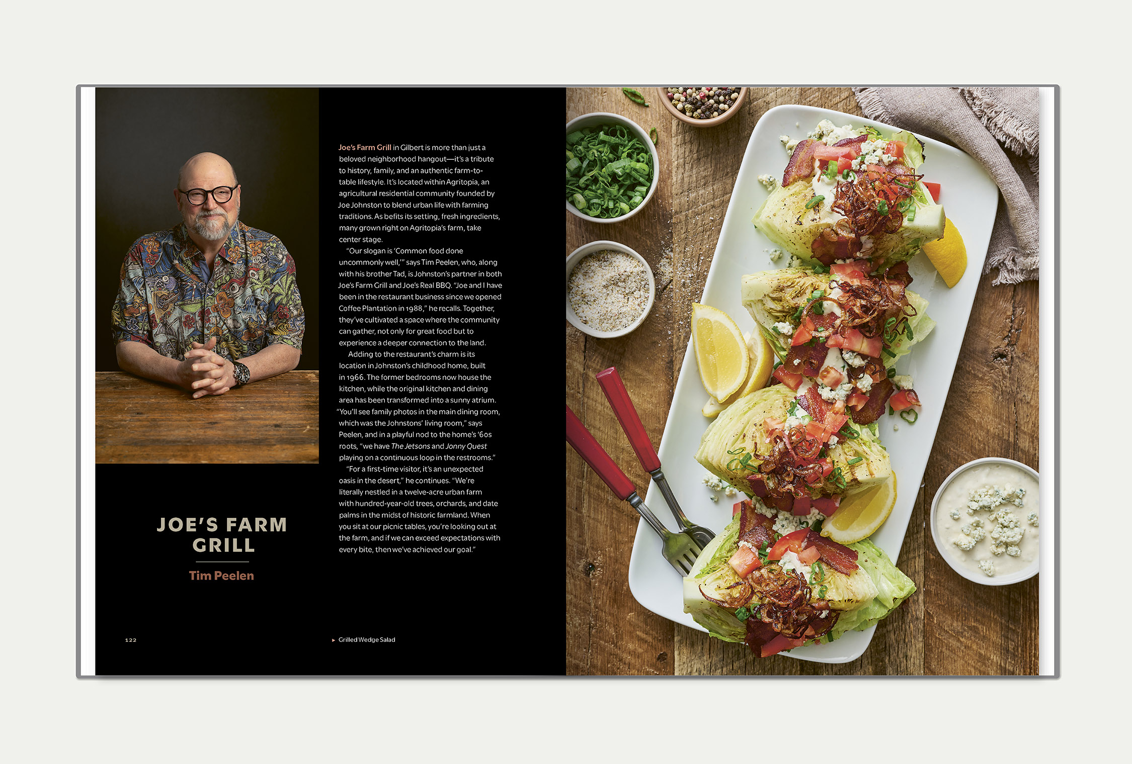 Phoenix Eats + Drinks interior spread featuring a chef profile