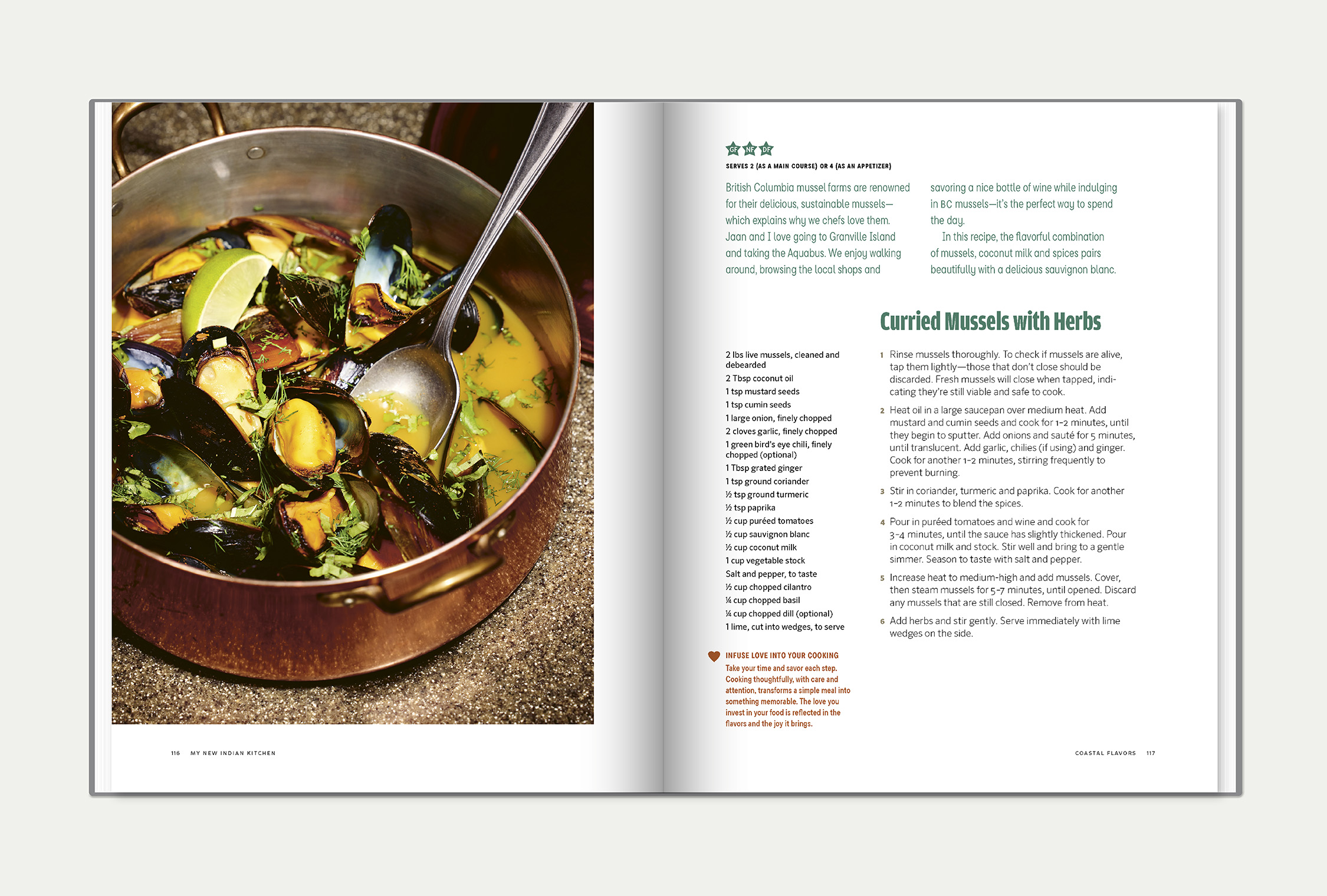 My New Indian Kitchen interior spread featuring a recipe