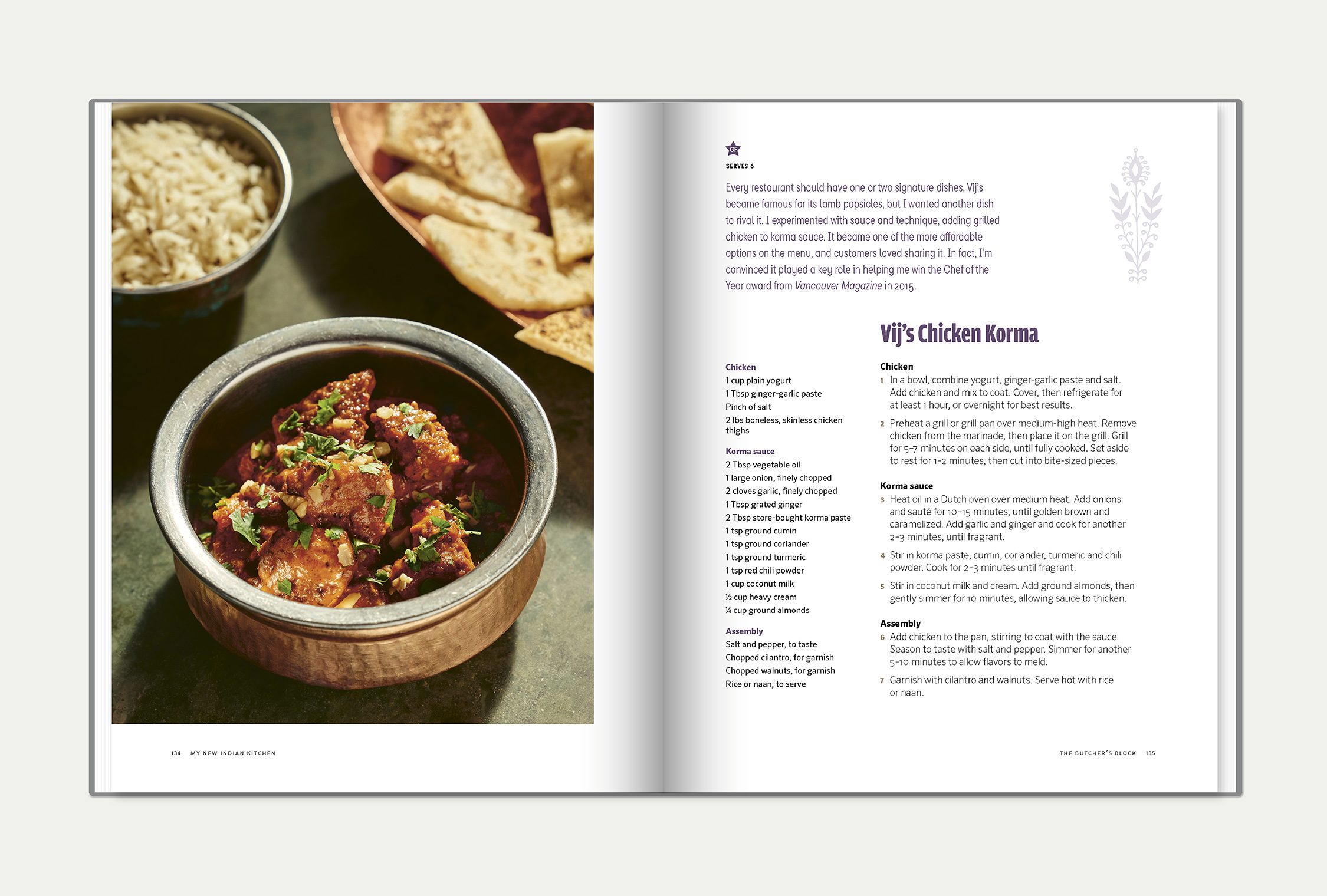 My New Indian Kitchen interior spread featuring a recipe