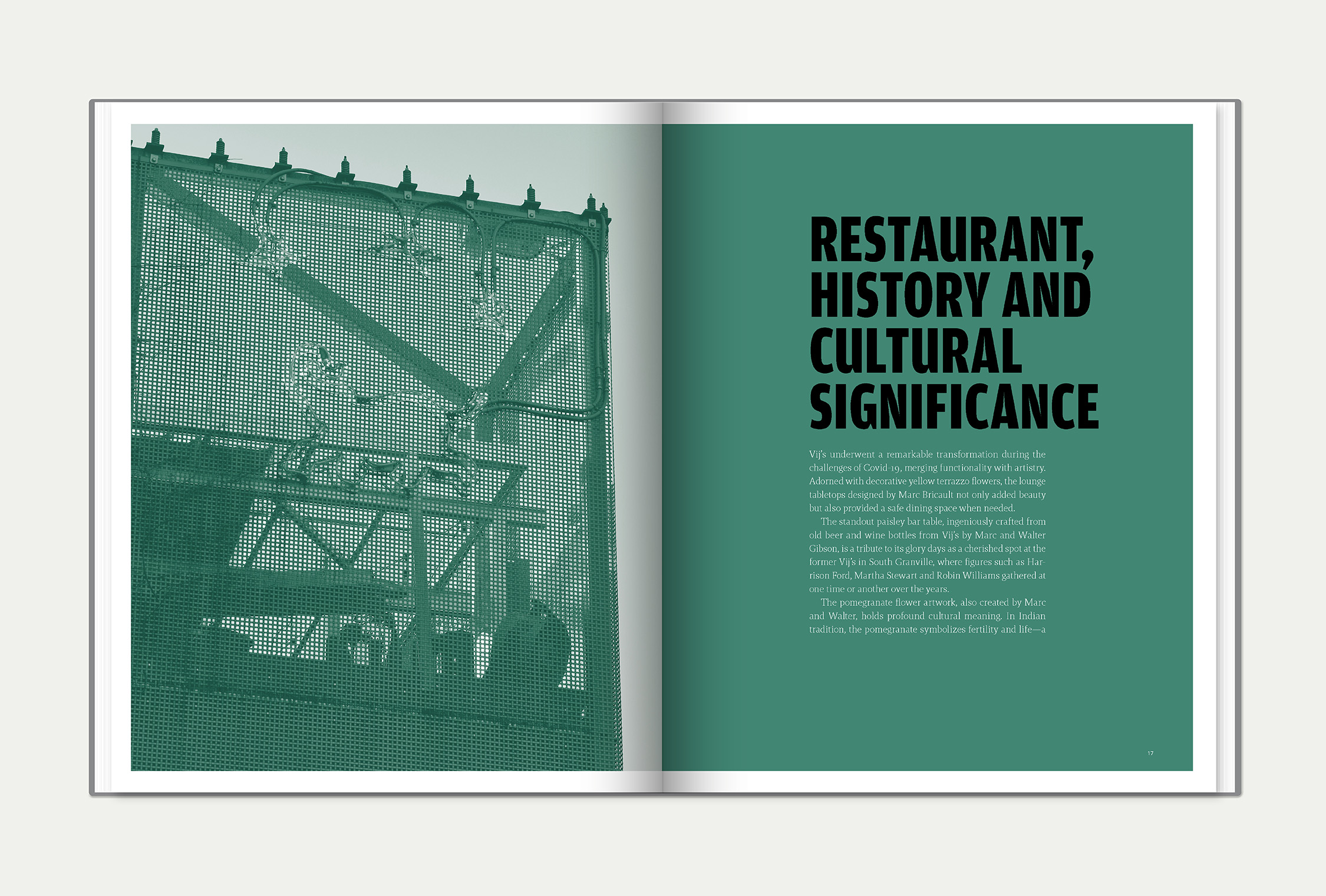 My New Indian Kitchen interior spread featuring the restaurant's history and cultural significance