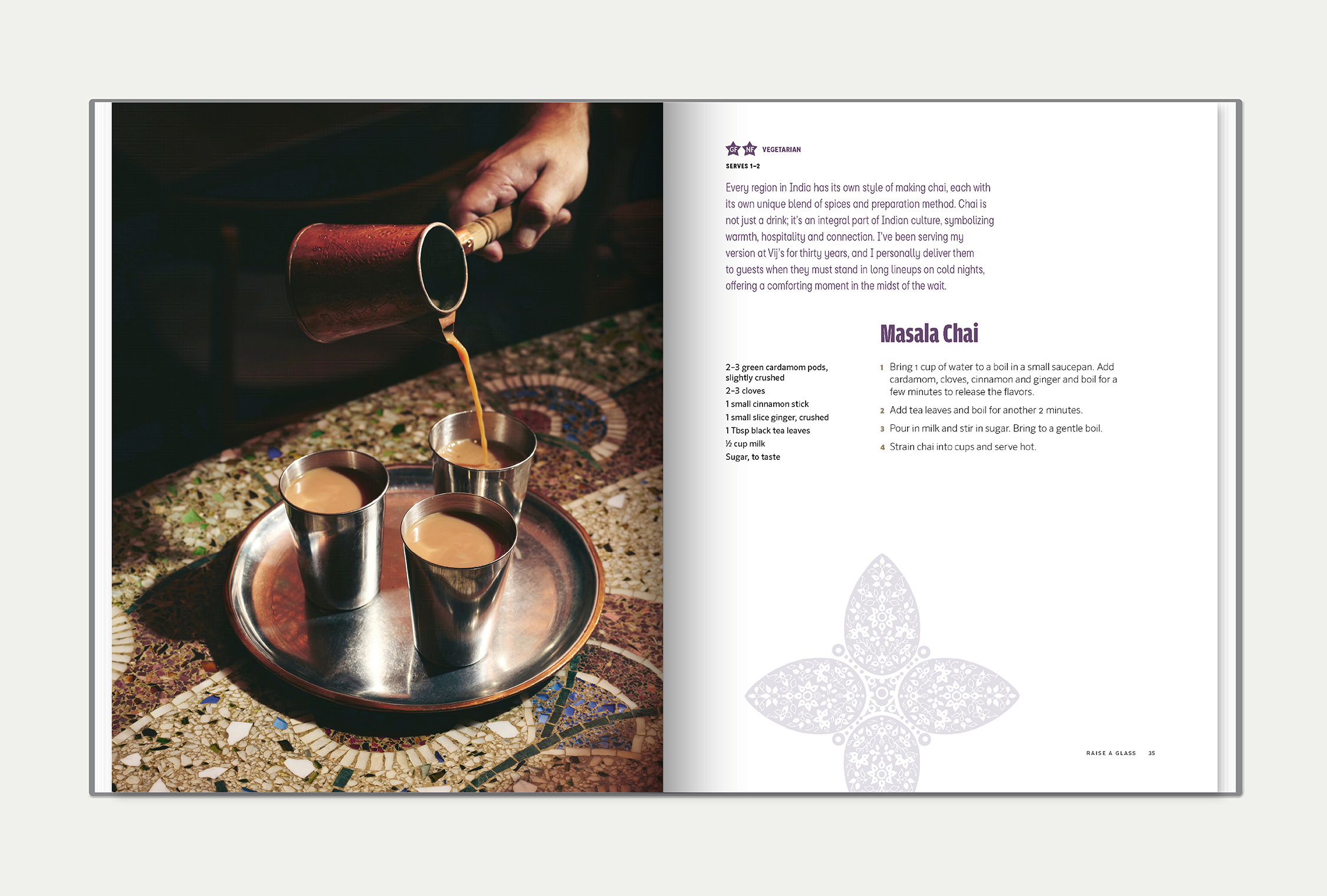 My New Indian Kitchen interior spread featuring a cocktail recipe