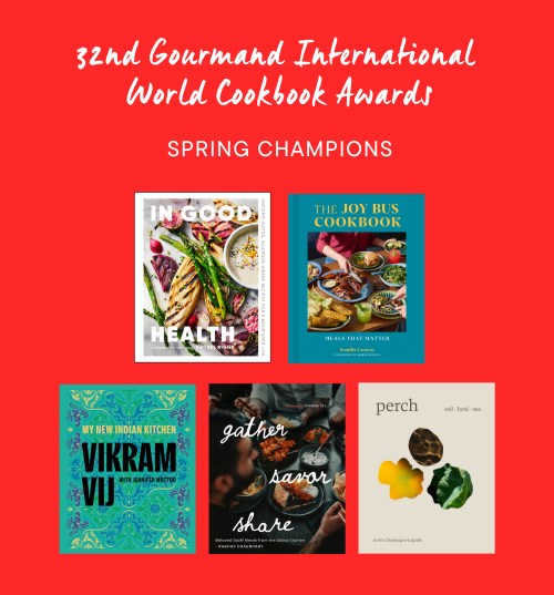 Five Figure 1 cookbooks are Gourmand International Spring Champions